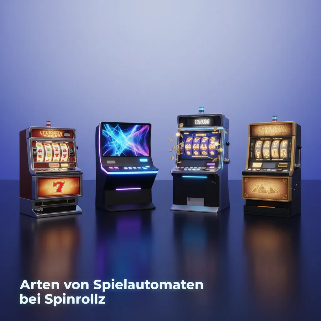 Übersicht der Slot-Arten bei Spinrollz: Klassische, Video, Megaways, Jackpot, Cluster Pays, Book, Früchte, Hold & Win