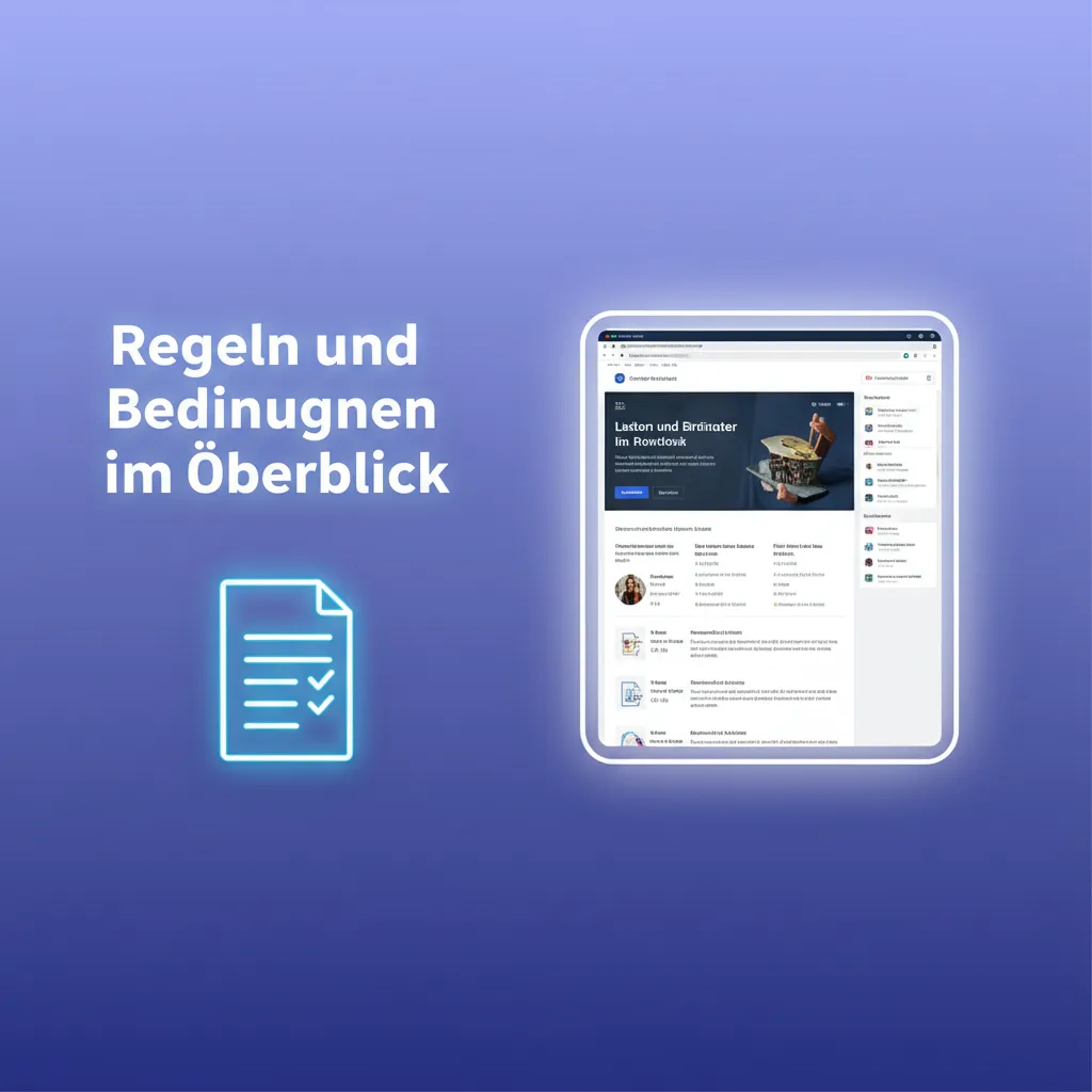 AGB-Übersicht: ab 18, 1 Konto, Identitätsprüfung, Bonusregeln, Prüfungen, korrekte Angaben, Auszahlungen nur verifiziert.