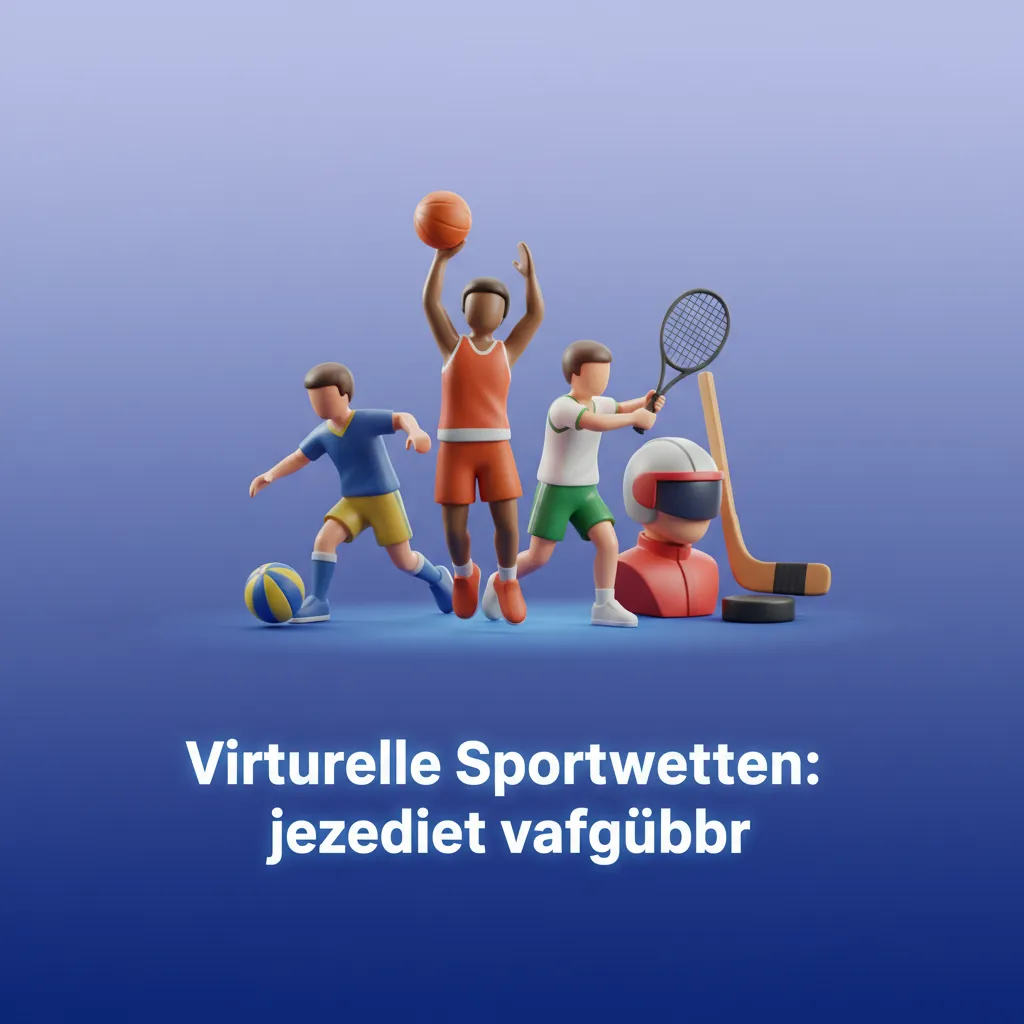 Virtuelle Sportwetten 24/7: Symbole für Fußball, Hunderennen, Pferderennen und Basketball; RNG-basiert, kein Wetterrisiko.